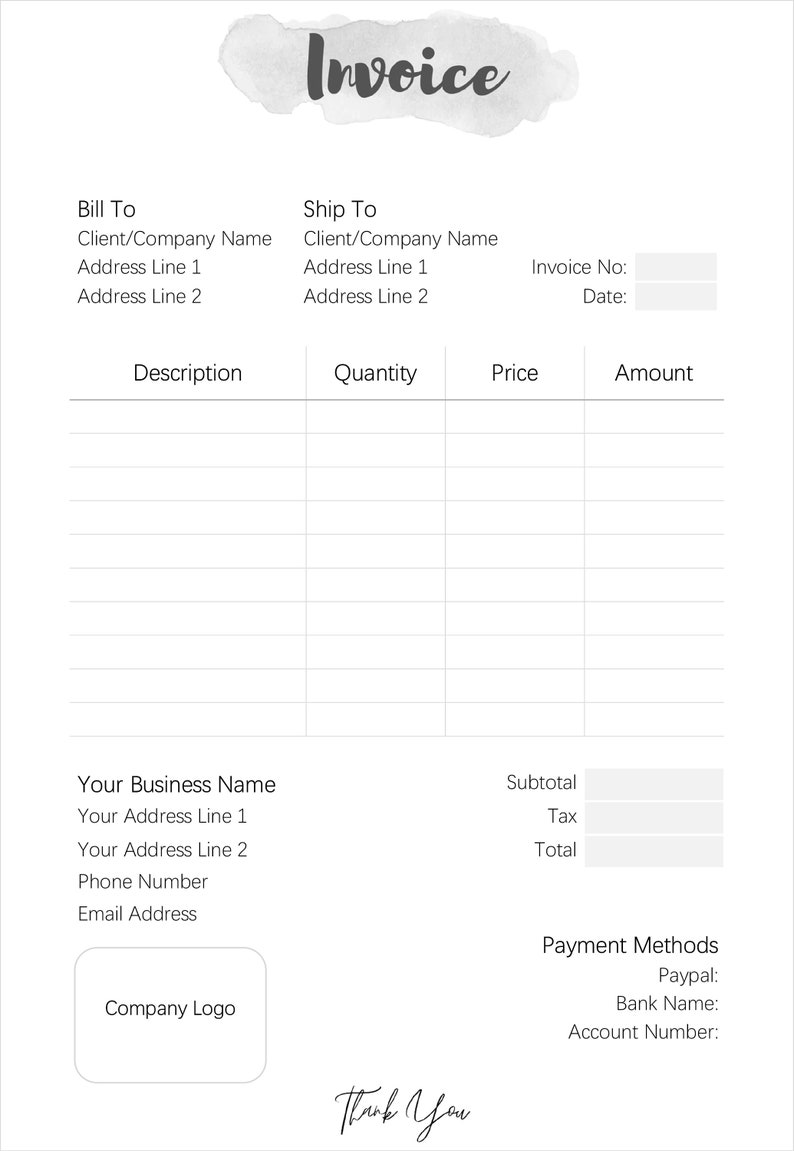 invoice-template-order-form-editable-custom-receipt-template-etsy-uk