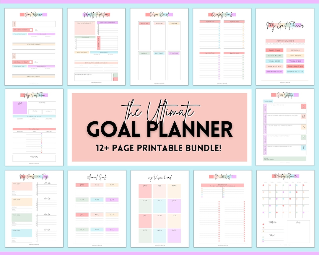 Goal Journal Printable BUNDLE | 2023 Goals Planner, SMART