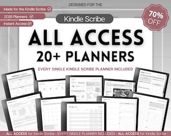 ULTIMATE ALL ACCESS for Kindle Scribe, Templates, 2026 Daily Planner, Digital To Do List, Meeting Minutes, Journal & Notebook, Calendar