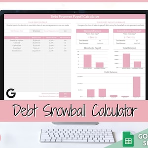 Calculadora de bola de nieve de deuda, hoja de cálculo GOOGLE SHEETS, Planificador de presupuesto, Planificador financiero, Dave Ramsey, Plantilla de seguimiento de pago de deuda, 20 deudas