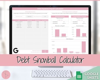 Calcolatore di palle di neve del debito, foglio di calcolo GOOGLE SHEETS, pianificatore di budget, pianificatore finanziario, Dave Ramsey, modello di monitoraggio del pagamento del debito, 20 debiti