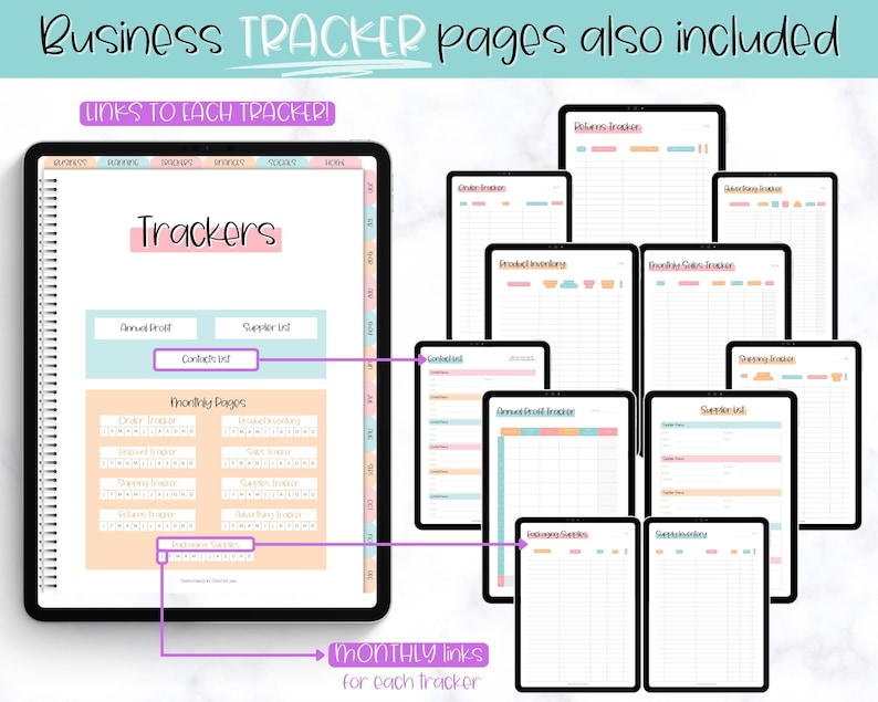 Digital Small Business Planner, Undated Trackers, Social Media, Finances, GoodNotes Digital Journal, Monthly, Weekly, Side Hustle, iPad image 5