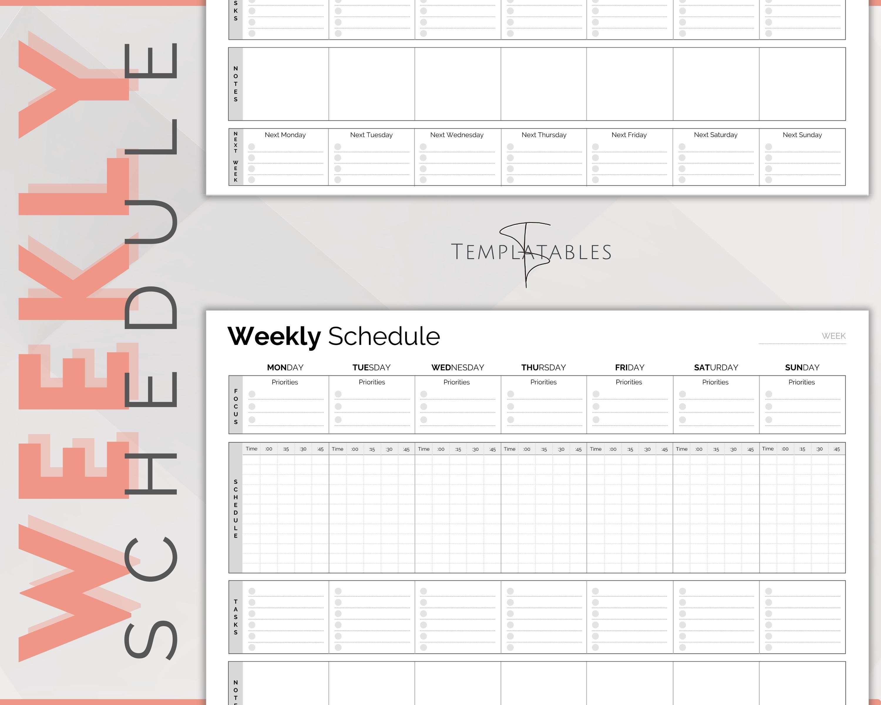 Printable Weekly Schedule, to Do List, Weekly Checklist PDF, Minimalist ...
