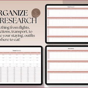 Pu&ograve; includere: Un planner di viaggio digitale stampabile per organizzare e ricercare piani di viaggio. Il planner include sezioni per la ricerca di viaggi, l'itinerario e le prenotazioni. Il planner &egrave; progettato con un'estetica minimalista e presenta uno schema di colori marrone chiaro.