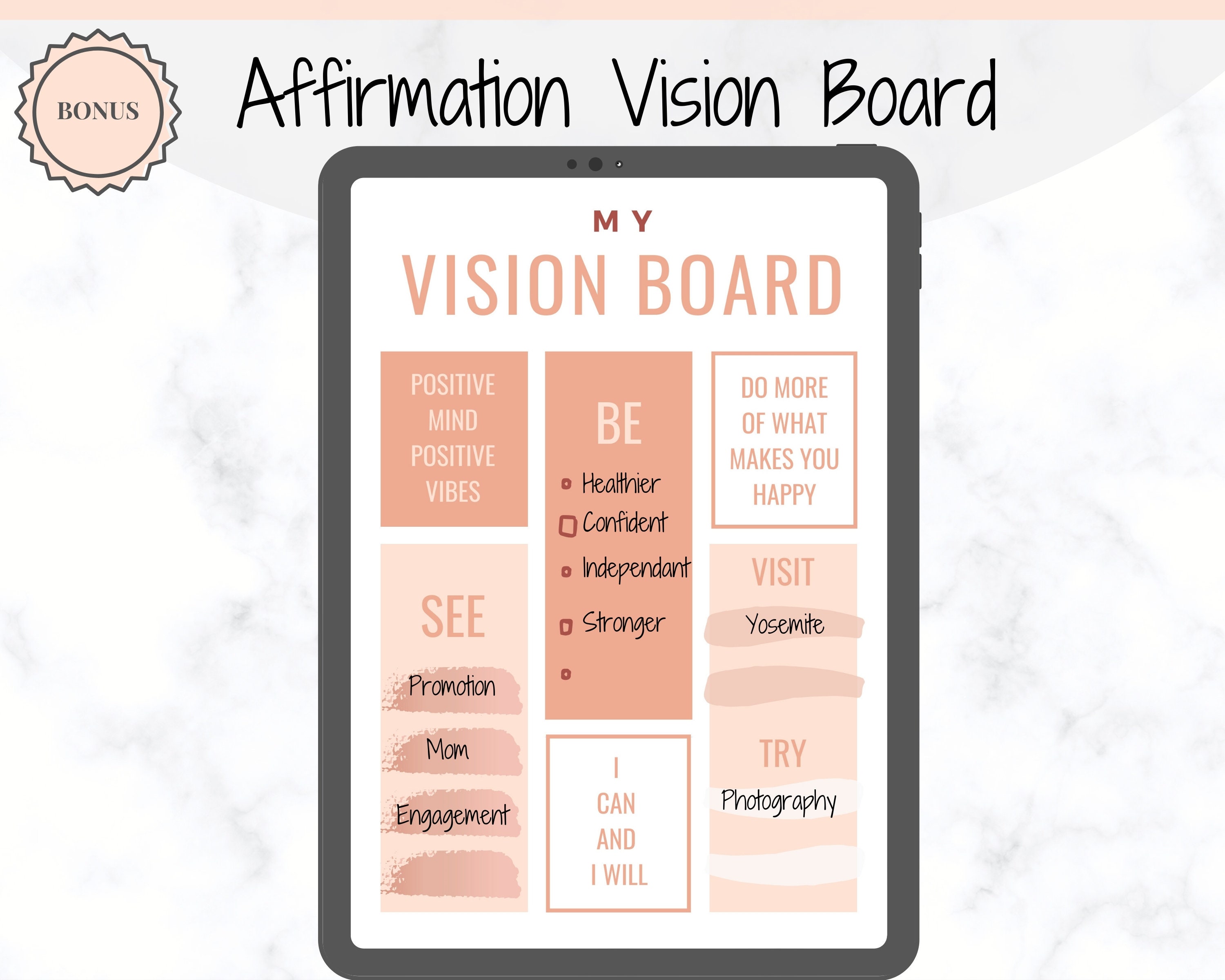 2021 Vision Board Printables Digital Vision Board Kit Goal | Etsy