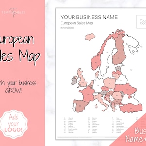 EUROPA-Verkaufskarte, EDITIERBARE Etsy-Verkaufskarte, europäische Verkaufskarte für kleine Unternehmen, Procreate, Postleitzahl, Farbe in, druckbarer Bestell-Tracker