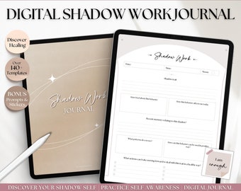 Digital Shadow work journal, Guided Journal, 100+ journal prompts, inner child, anxiety, grimoire, mindfulness, therapy, GoodNotes, iPad