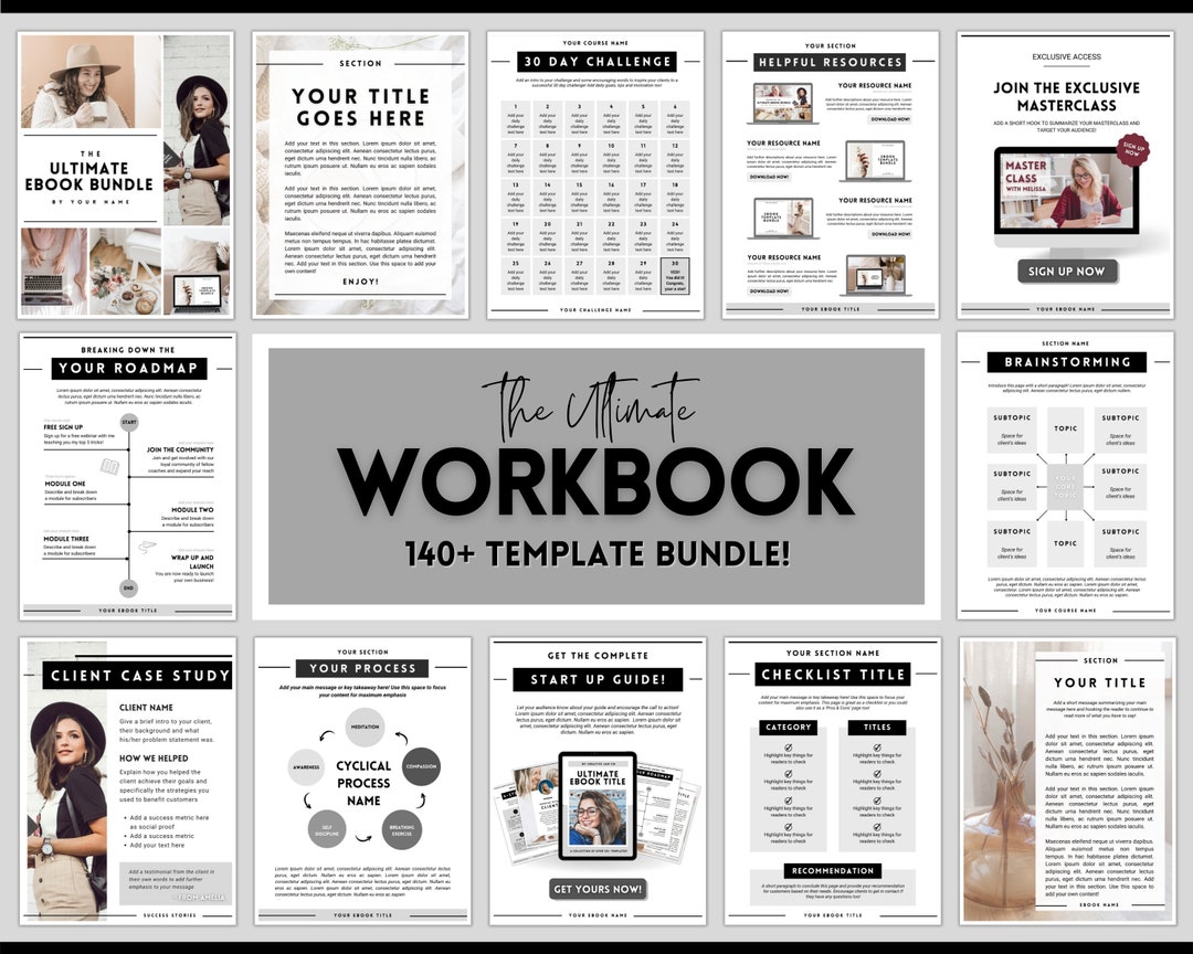 Workbook Template Bundle! Canva Ebook, Worksheets, Lead Magnet, Coaches ...