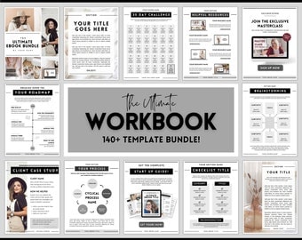 Workbook Template Bundle! Canva eBook, Worksheets, Lead Magnet, Coaches, Bloggers, Opt In, Charts, Checklists, Planners, Webinar, Challenges