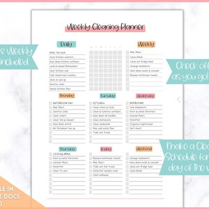 COLORFUL Cleaning Schedule, EDITABLE Cleaning Checklist, Cleaning ...