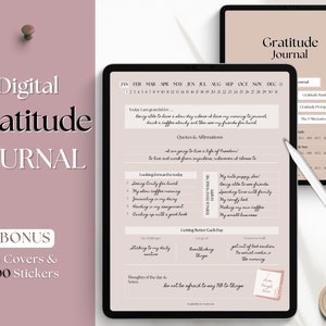 Digital Gratitude Journal, Daily Mindfulness Journal, GoodNotes Digital Planner, Wellness, Reflections, 366 days digital dairy, iPad, 2024