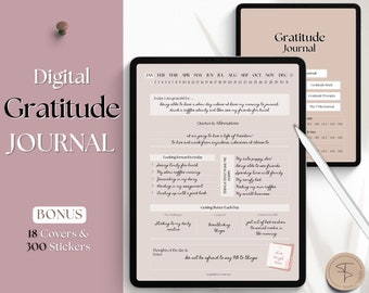 Digital Gratitude Journal, Daily Mindfulness Journal, GoodNotes Digital Planner, Wellness, Reflections, 366 days digital dairy, iPad, 2024