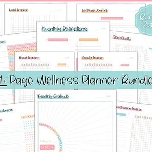 Wellness Planner BUNDLE! Self Care Journal, Printable Selfcare Tracker, Checklist, Health Planner, Wellbeing, Mindfulness, Worksheet Kit