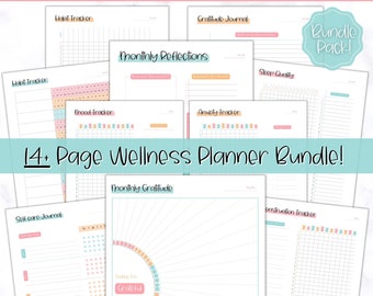 Wellness Planner BUNDLE! Self Care Journal, Printable Selfcare Tracker, Checklist, Health Planner, Wellbeing, Mindfulness, Worksheet Kit