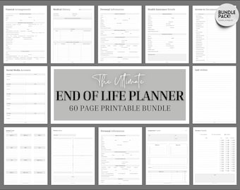 End of life planner, with Medical, Death, Estate, Funeral planning, Emergency Binder, Prepare just in case, What if binder, Household