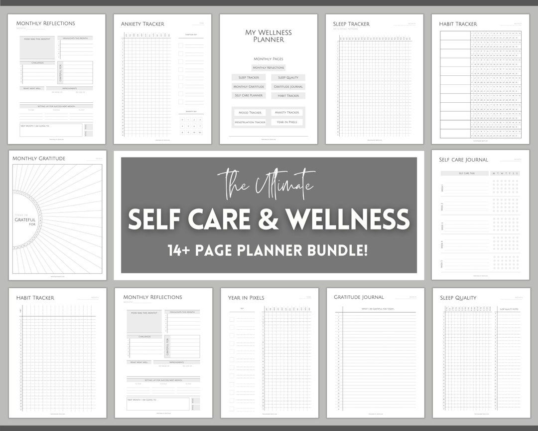 Self Care Journal & Wellness Planner BUNDLE! Printable Selfcare Tracker ...