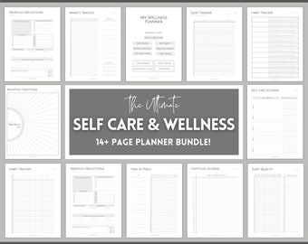 Self Care Journal & Wellness Planner BUNDLE! Printable Selfcare Tracker, Checklist, Health Planner, Wellbeing, Mindfulness, Worksheet Kit