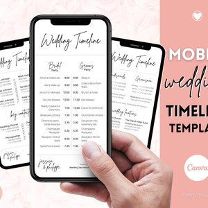 DIGITAL Wedding Timeline, Editable Wedding Day Timeline Template, order of events, Schedule, Wedding Day, MOBILE itinerary program, evite