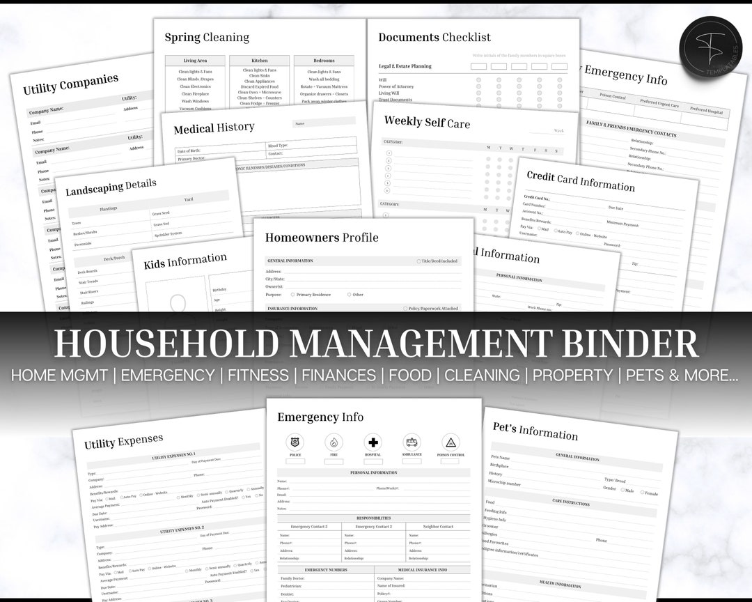 Home Management Binder Bundle! 170pg Household Planner, Cleaning ...