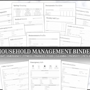 Home Management Binder Bundle! 170pg Household Planner, Cleaning, Emergency, Budget, Meal planners & checklists, ADHD Life Binder