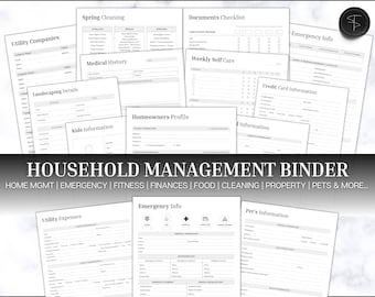 Home Management Binder Bundle! 170pg Household Planner, Cleaning, Emergency, Budget, Meal planners & checklists, ADHD Life Binder