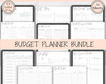 BUDGET PLANNER Template Printable, Budget Tracker with Expense, Savings, Debt Tracker. Finance Financial Planner, Monthly Budget Kit, Bills