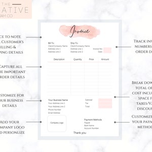 INVOICE TEMPLATE Order Form EDITABLE Custom Receipt Template - Etsy UK