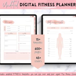 UNDATED Digital Fitness planner, GoodNotes Fitness Planner, Fitness Journal, Weight Loss Tracker, iPad Workout Planner, Wellness Template