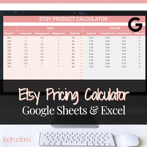 Etsy Pricing Calculator, Profit Spreadsheet for Small Business & Etsy Sellers, Excel and Google Sheets, Fees Strategy, Sell on Etsy Store