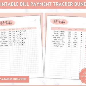 Bill Payment Tracker, Printable Monthly Bill Organizer & Checklist ...