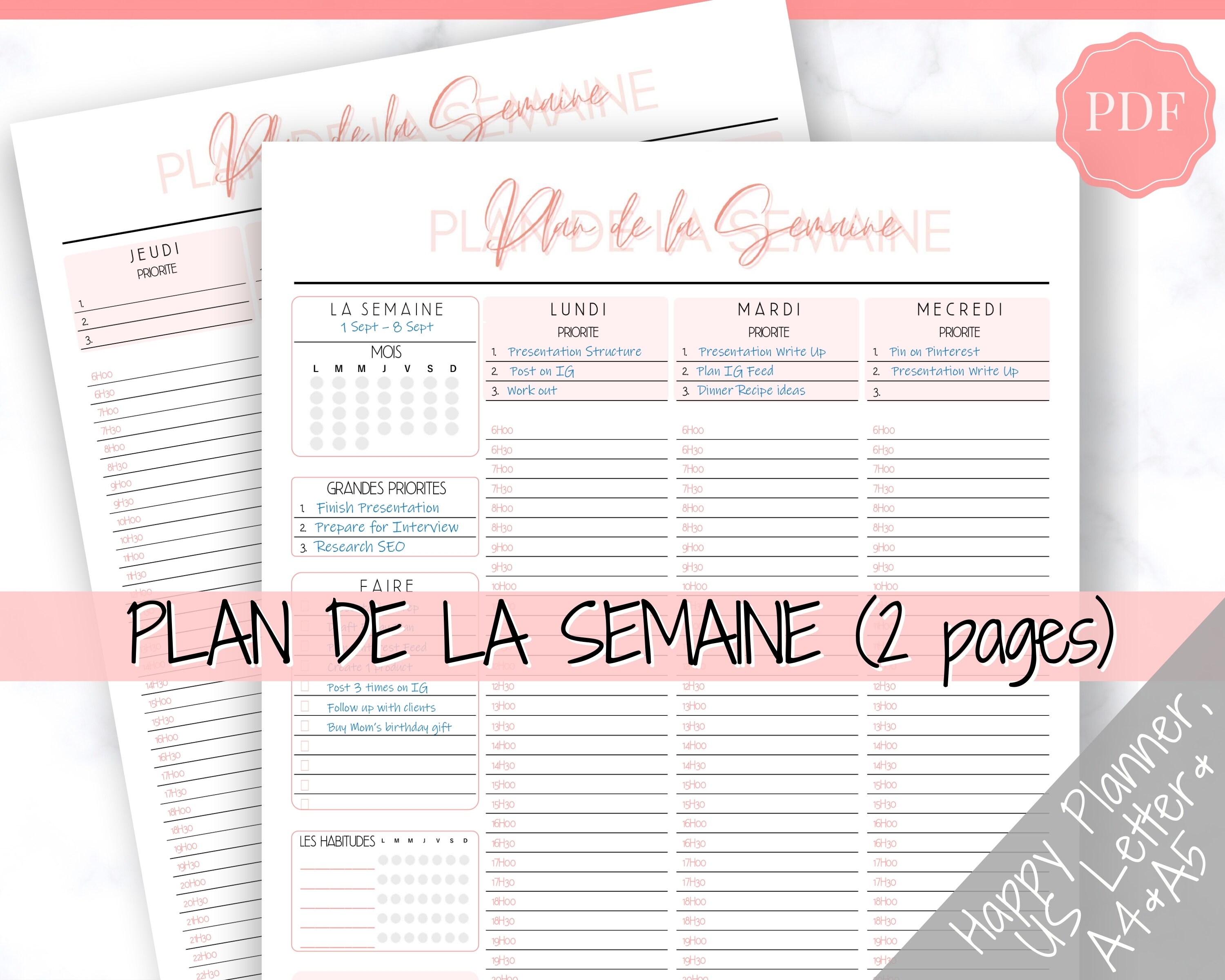 Planificateur De Repas Hebdomadaire, Menu De La Semaine Imprimable, Menu  Digital, Organisateur Repas, Meal Planner, Plannificateur PDF 