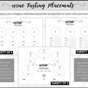 Wine Tasting Kit Complete Guide to Blind Wine Tasting. Placemats, Tasting Cards, Sign, Sheet, Menu, Game. Great for Wine nights & parties image 3