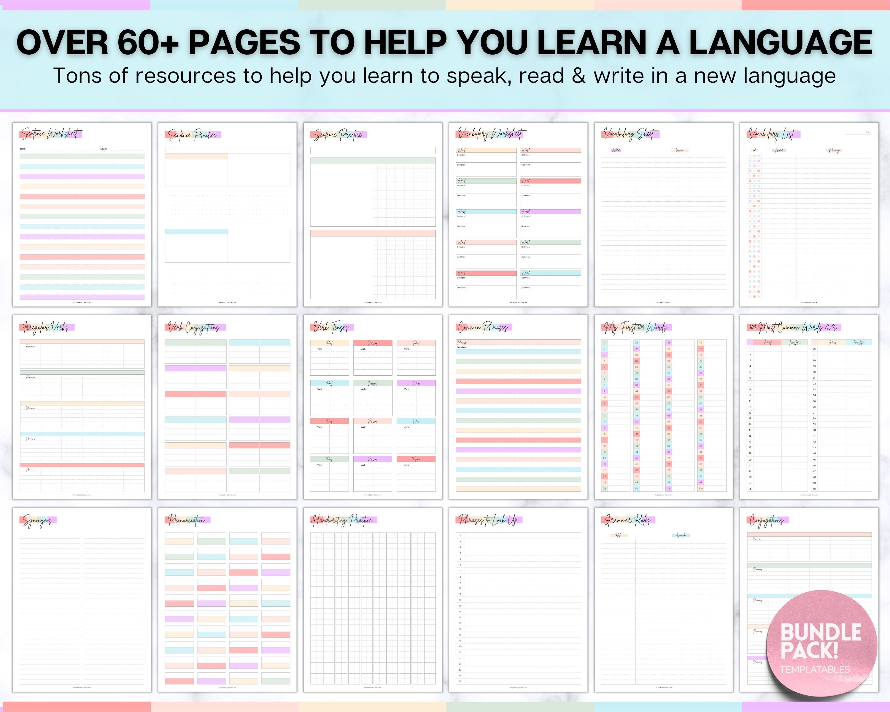 Language Learning Planner, Study Korean, Japanese, Spanish, French ...