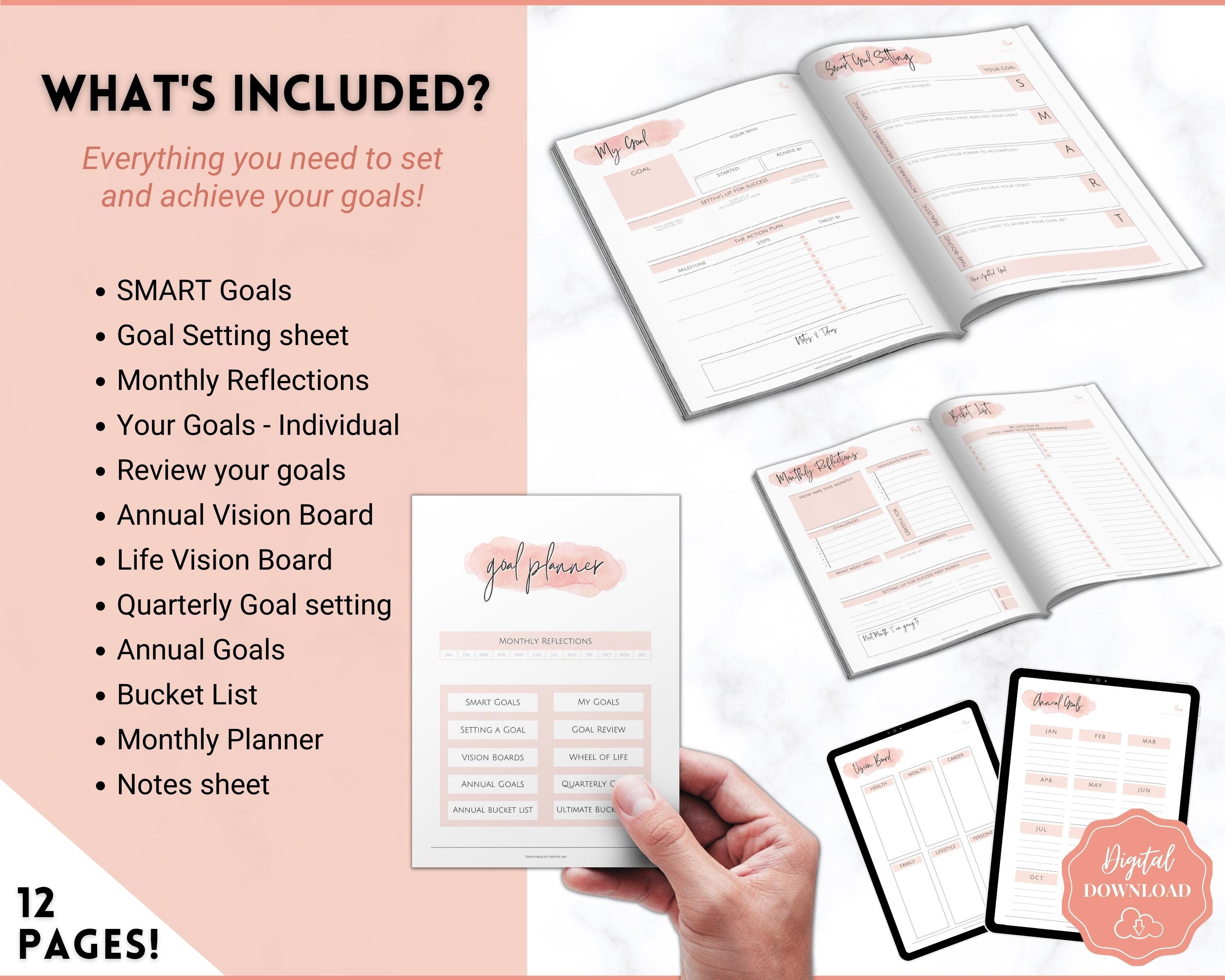 Goal Planner BUNDLE, 2024 Goals Tracker, SMART Goal Setting Kit, New ...