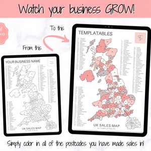 EDITABLE UK Sales Map, Business Postcode Sales Map, Color in Map, Etsy ...
