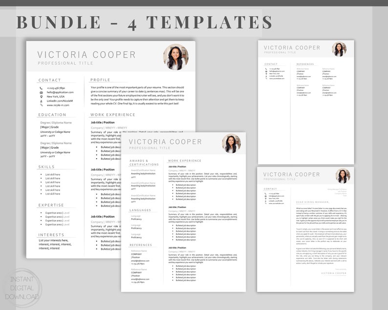 CV TEMPLATE Resume Word. Professional Resume Template. Minimalist Executive. CV template free. Resume Template Bundle. Curriculum Vitae image 6