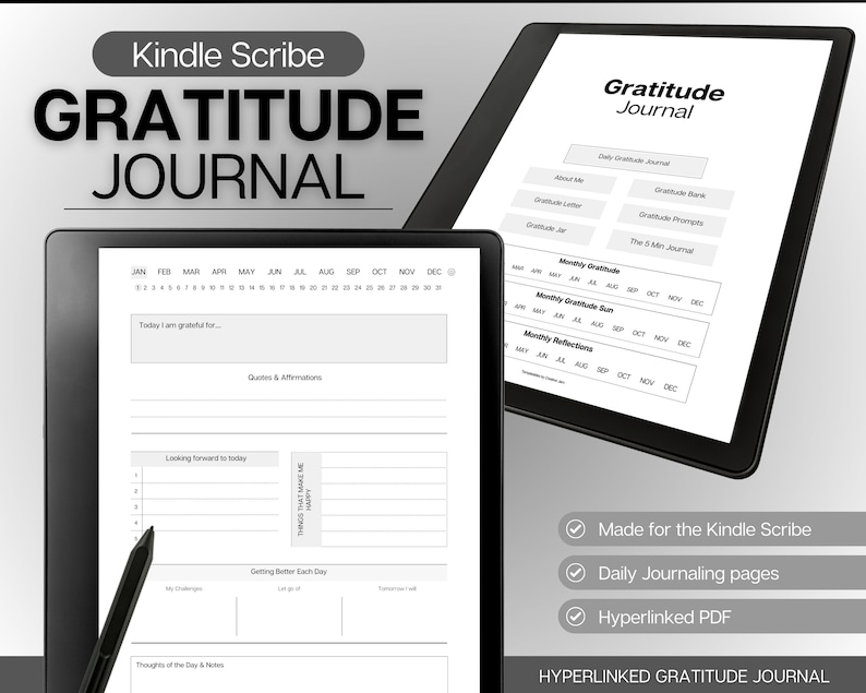 Kindle Scribe Templates, Digital Gratitude Journal, Daily Mindfulness Journal, Digital Planner, Wellness, Reflections, 366 days dairy, 2024