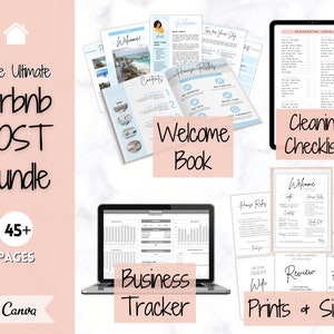 Airbnb Host BUNDLE! Editable Airbnb Signs, Welcome Book Template, Cleaning checklist, Business Tracker Spreadsheet, Air bnb Printables, VRBO