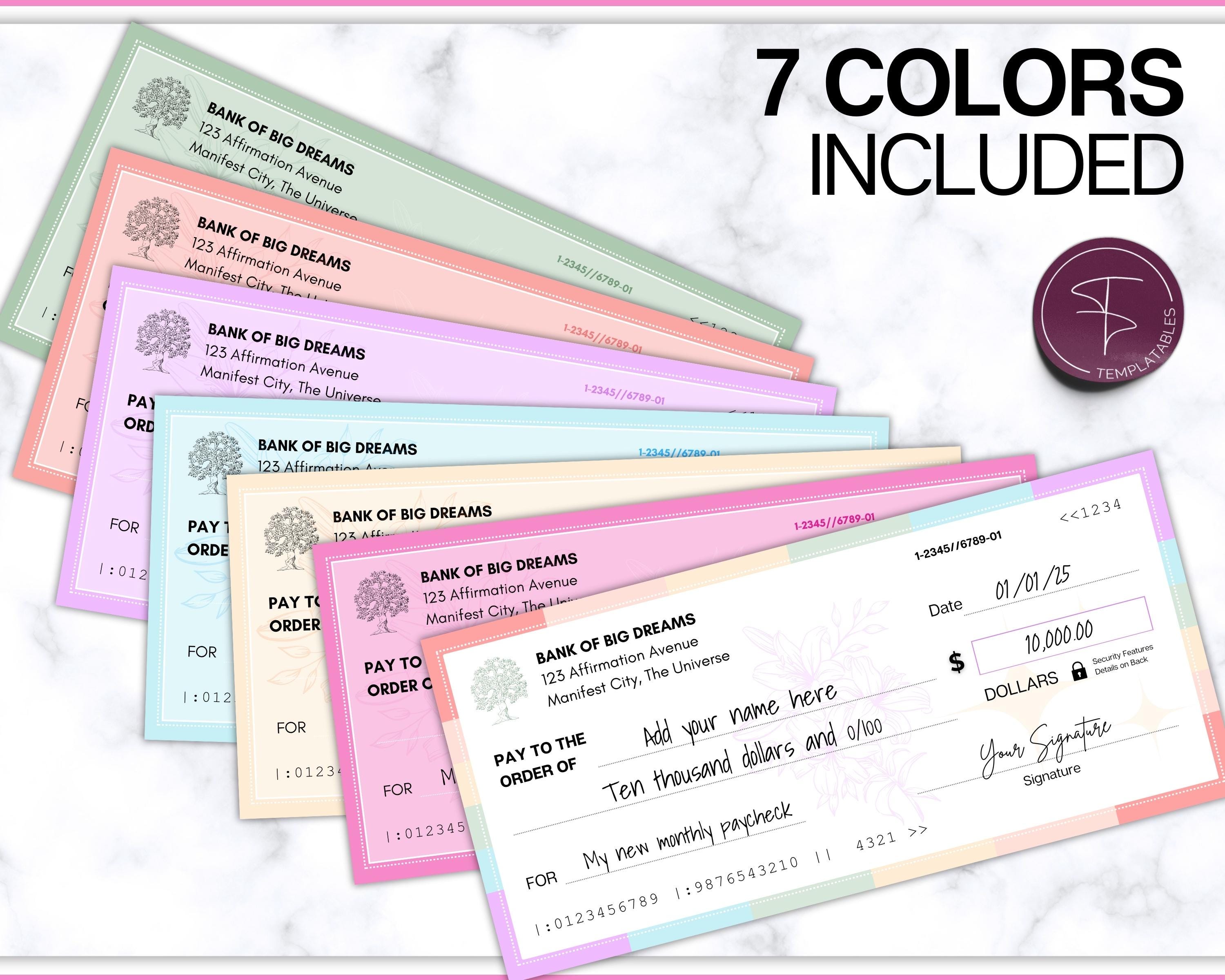 EDITABLE Manifestation Check Templates, Money Magnet, Vision Board, Law ...