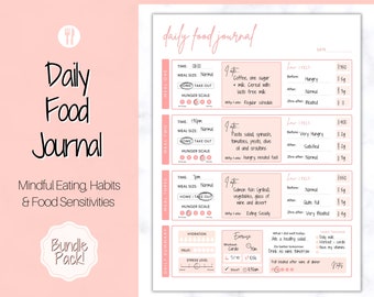 Daily Food Diary Printable, Colorful Food Journal, Diet & Nutrition Log, Weekly Meal Planner, Meal Tracker, Menu Plan, Prep! Fitness, Health