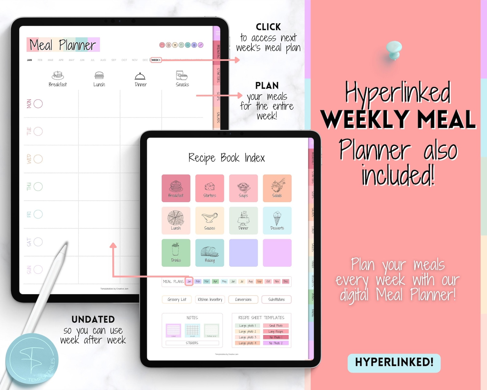Digital Recipe Book for Goodnotes, Recipe Template, Digital Meal