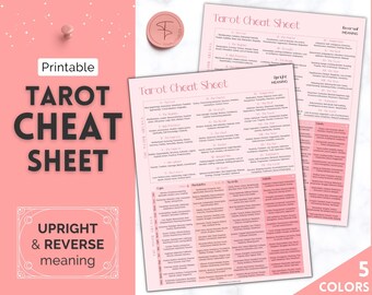 Tarot Spickzettel druckbar, Upright & Reverse Bedeutungen, Tarotkartenlesungen lernen, Tarot Spreads, Anfänger Tarot Planner Arbeitsbuch, Grimoire