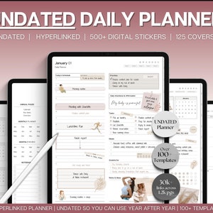 UNDATED Digital DAILY Planner, Weekly, Monthly Planner, Undated Life Planner, GoodNotes, Notability, iPad Planner, Digital Journal