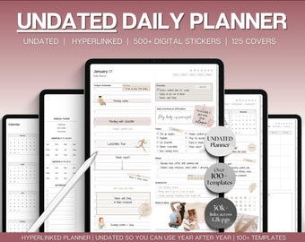 UNDATED Digital DAILY Planner, Weekly, Monthly Planner, Undated Life Planner, GoodNotes, Notability, iPad Planner, Digital Journal