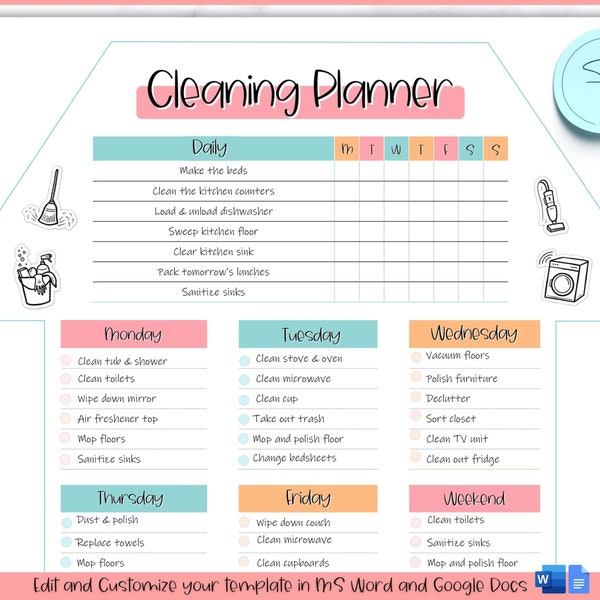 adhd homework checklist EDITABLE Cleaning Planner, Cleaning Checklist, Cleaning Schedule, Weekly House Chores, Adhd Clean Home, Monthly, Household Planner Printable