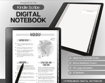 Digital Notebook, Kindle Scribe, 40+ Page Templates, Hyperlinked Note Taking Template, Cornell, Lined, Dotted, Grid, Bonus Covers, Planner