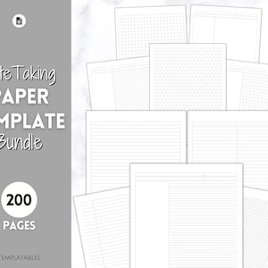 Notiz-Vorlagen, druckbares Papier, Notiz-Journal, Cornell-Notizen, punktliniertes Diagramm, Meeting-Notizbuch, digitale Notizen für Studenten