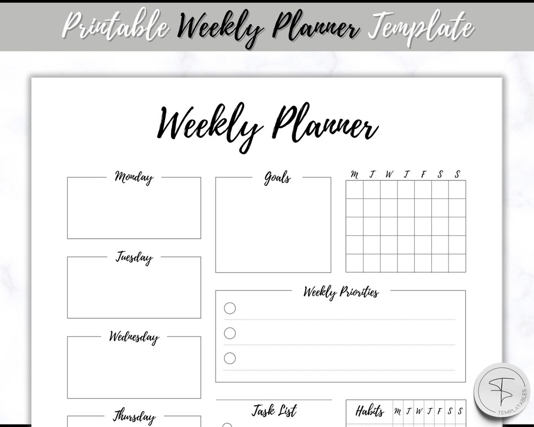 Weekly Planner, Bullet Journal Template, Bujo Weekly Schedule, to Do ...