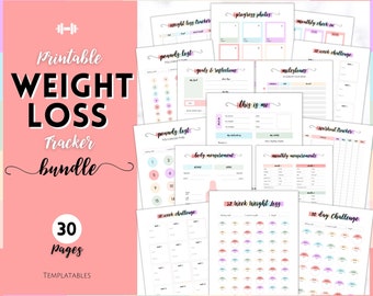 Weight Loss Journal, Weightloss Tracker, Fitness Planner Printable, Weight Loss Chart, Pounds Lost, Body Measurements, Meal Planner