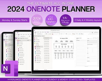 OneNote Planner, 2024 Digital Planner, OneNote Template, Daily, Weekly, Monthly Planning for Windows, Adhd, Notebook, One Note, Minimalist